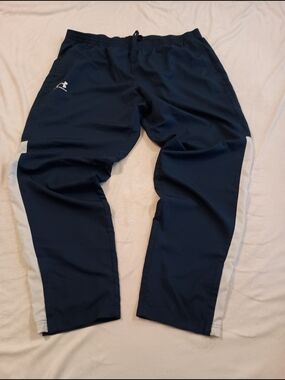 Under Armour Loose Track Pants Men's Size 3XL Lined Ankle Zippers Navy/White